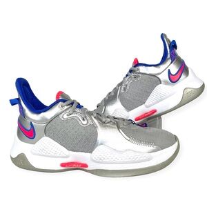 Nike PG 5 CW3143-005 Paul George Silver Basketball Sneakers Size Mens 7